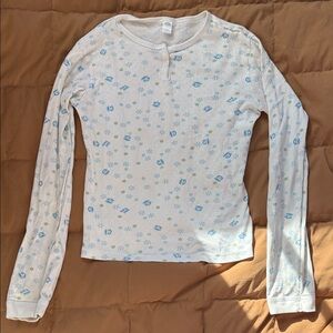 Paul Frank White Henley with Blue and Green Accents 90s